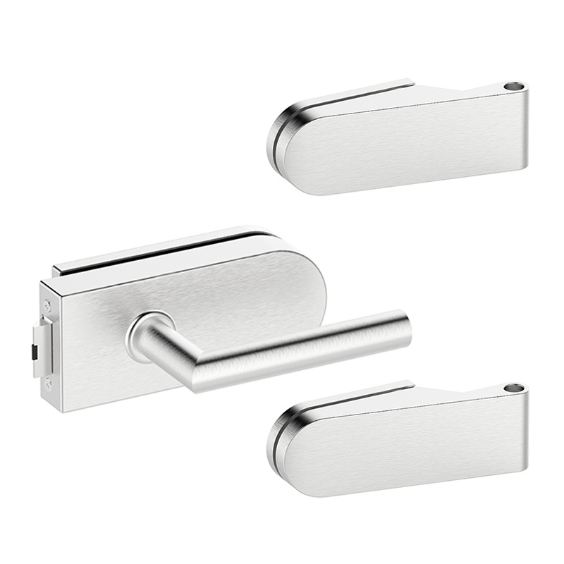 Zestaw okuć do drzwi szklanych Metal-Bud inox okrągły, bez przebicia