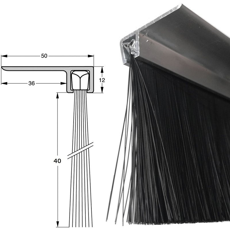 Uszczelka szczotkowa kątowa profil ALU F8-40 1000 mm