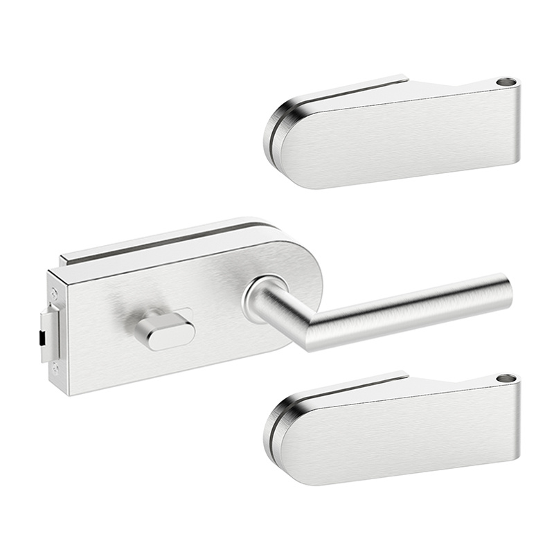 Zestaw okuć do drzwi szklanych Metal-Bud inox okrągły, blokada WC