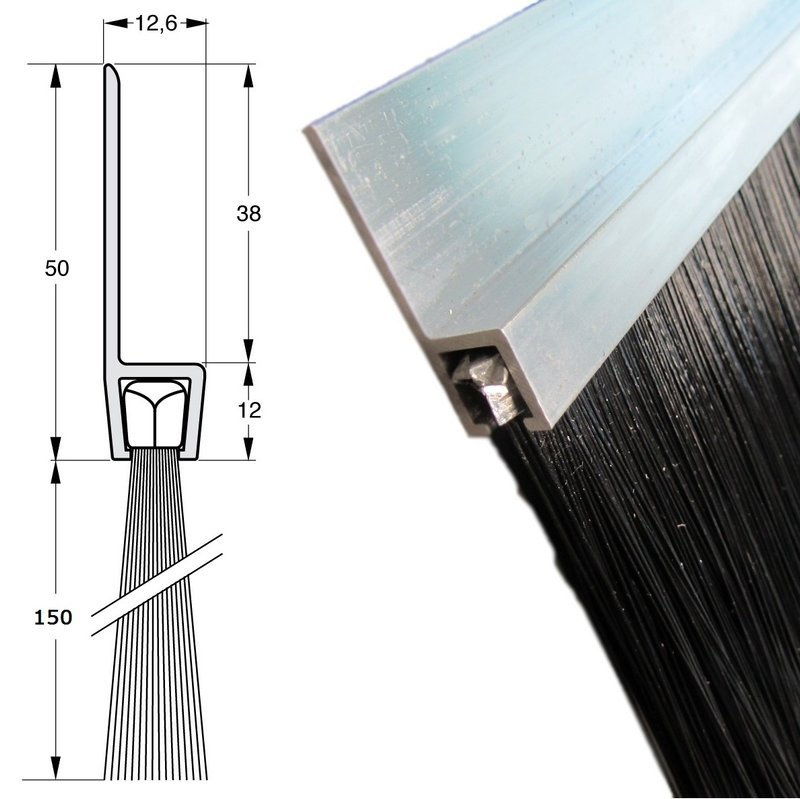 Uszczelka szczotkowa profil ALU H8-150 1000 mm