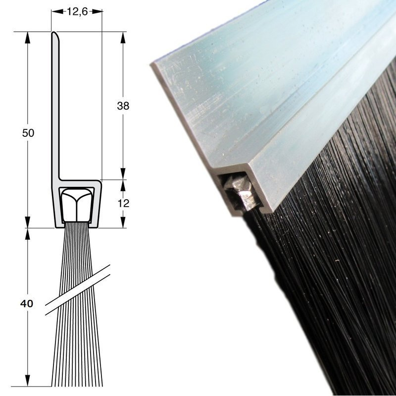 Uszczelka szczotkowa profil ALU H8-40 3000 mm