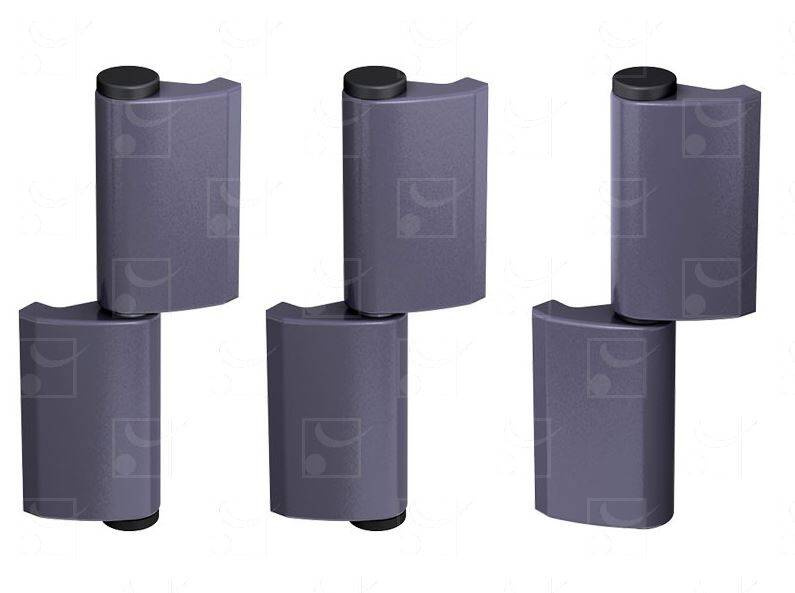 Zestaw 3 sztuk prawych zawiasów do wspawania MANTION GJ10530HOR, Ø14 mm, stal czarna