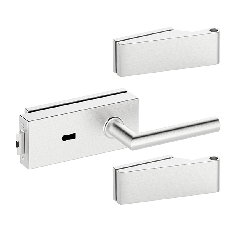 Zestaw okuć do drzwi szklanych Metal-Bud inox kwadratowy, na klucz